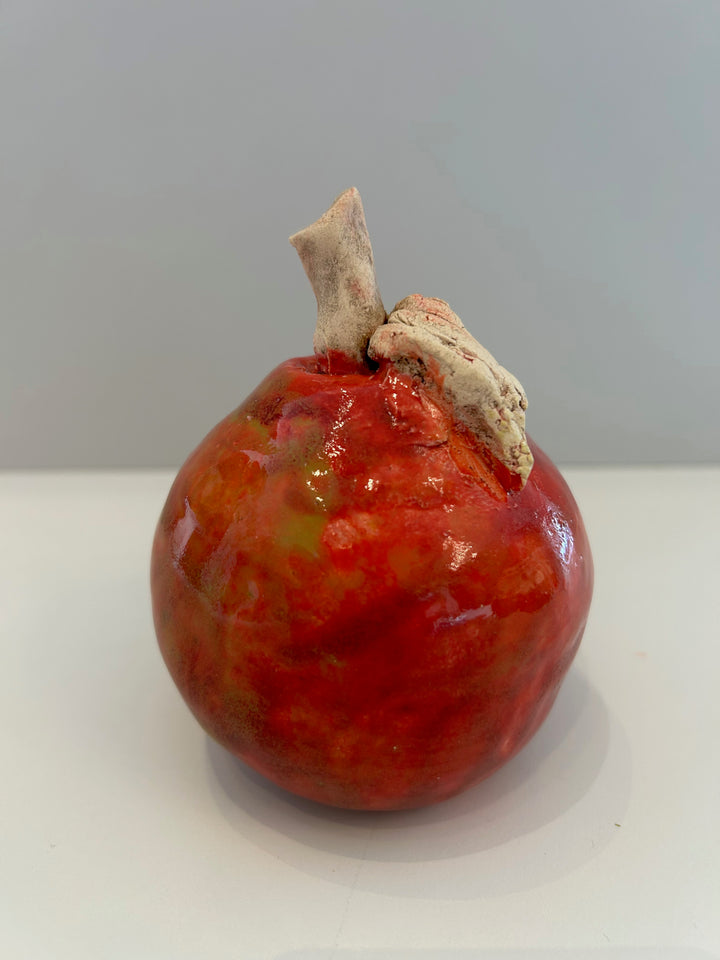 ✨ Handmade Ceramic Glazed Red Apple with Leaf – Unique & Social Commitment