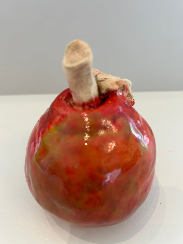✨ Handmade Ceramic Glazed Red Apple with Leaf – Unique & Social Commitment