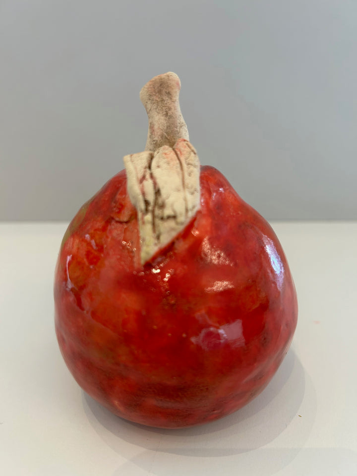 ✨ Handmade Ceramic Glazed Red Apple with Leaf – Unique & Social Commitment