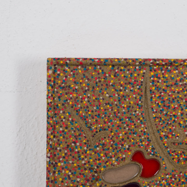 Modern artwork in steel and sand by Virginia Romana – unique and colorful