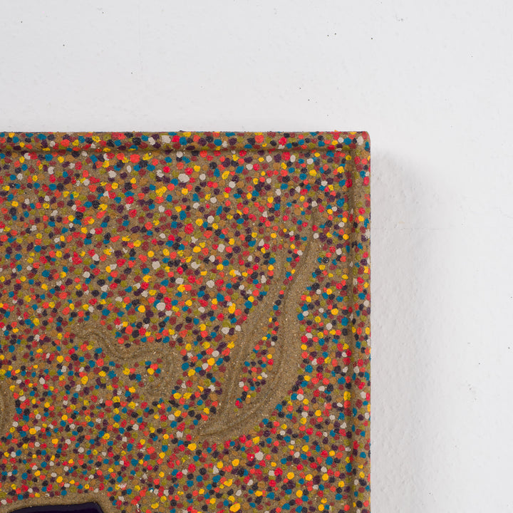 Modern artwork in steel and sand by Virginia Romana – unique and colorful