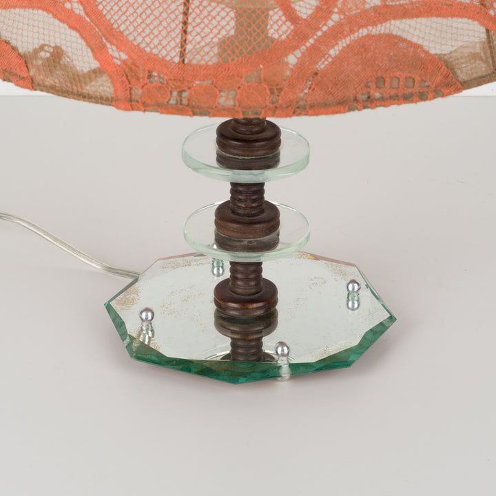 Lamp from the 1940s with fabric shade