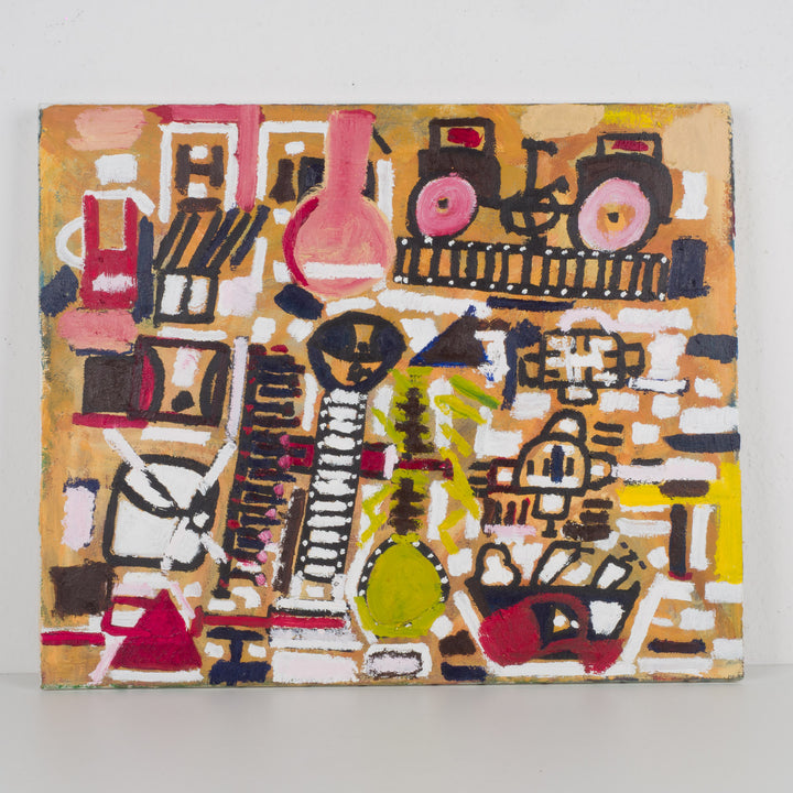 Abstract figuratief schilderij – sociaal atelier – 60 x 50 x 2 cm