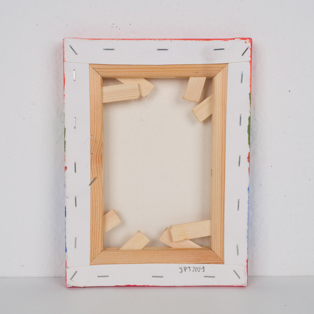 JP Terryn – Schilderij abstracte compositie in kleurbanen (18 x 24 x 1,5 cm)