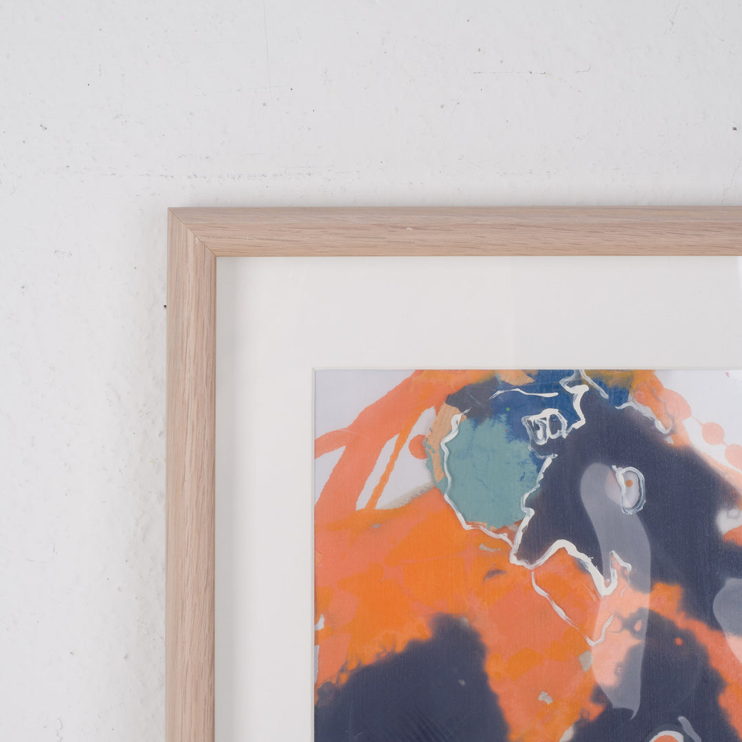 Gelaagde Compositie in Oranje & Indigo – Hilde Deceuninck (2016)