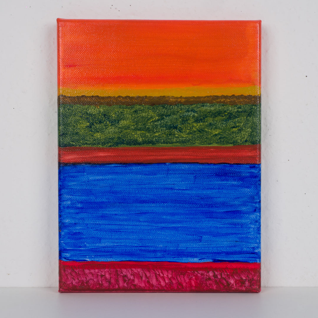 JP Terryn – Schilderij abstracte compositie in kleurbanen (18 x 24 x 1,5 cm)