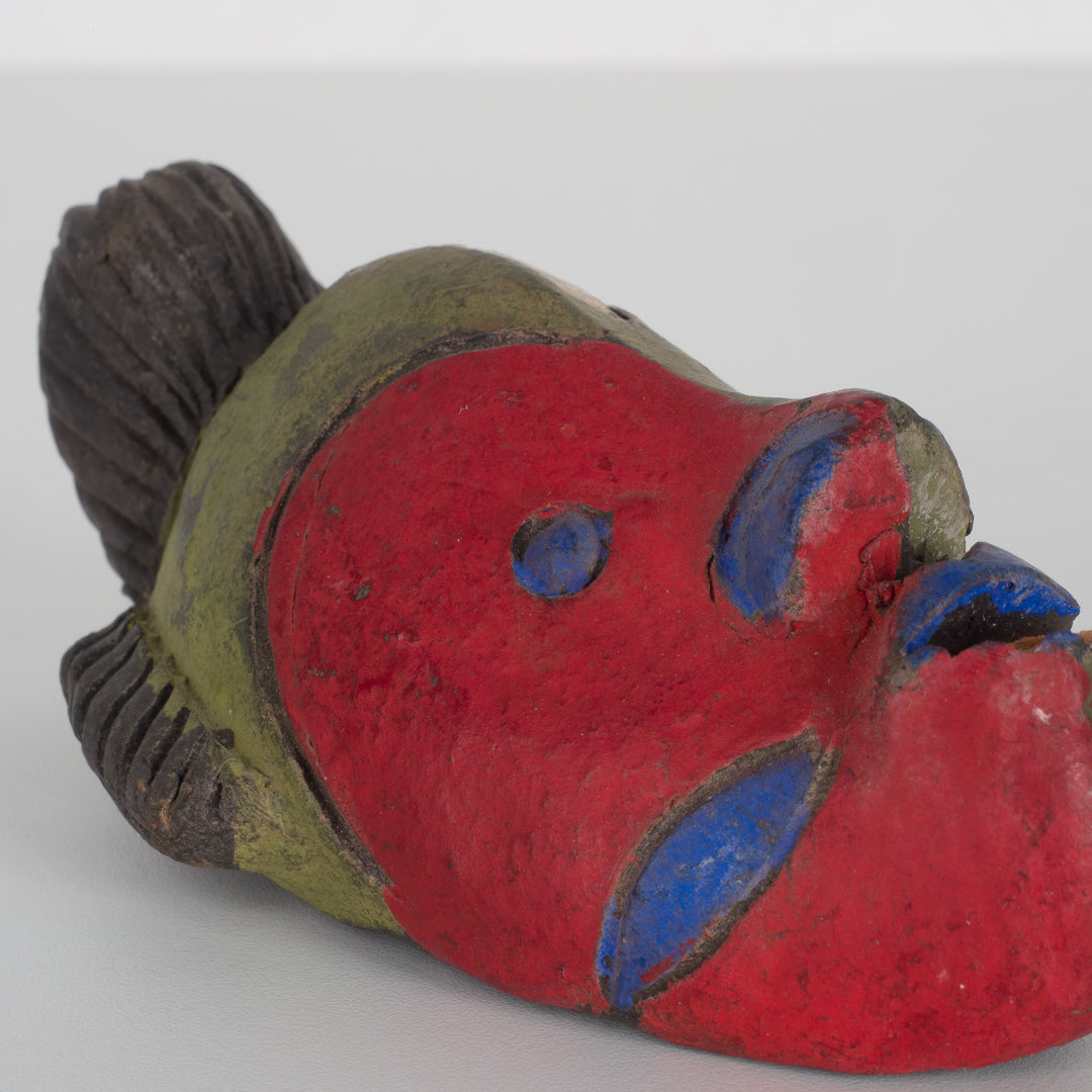 Small African decorative mask – green, red and purple