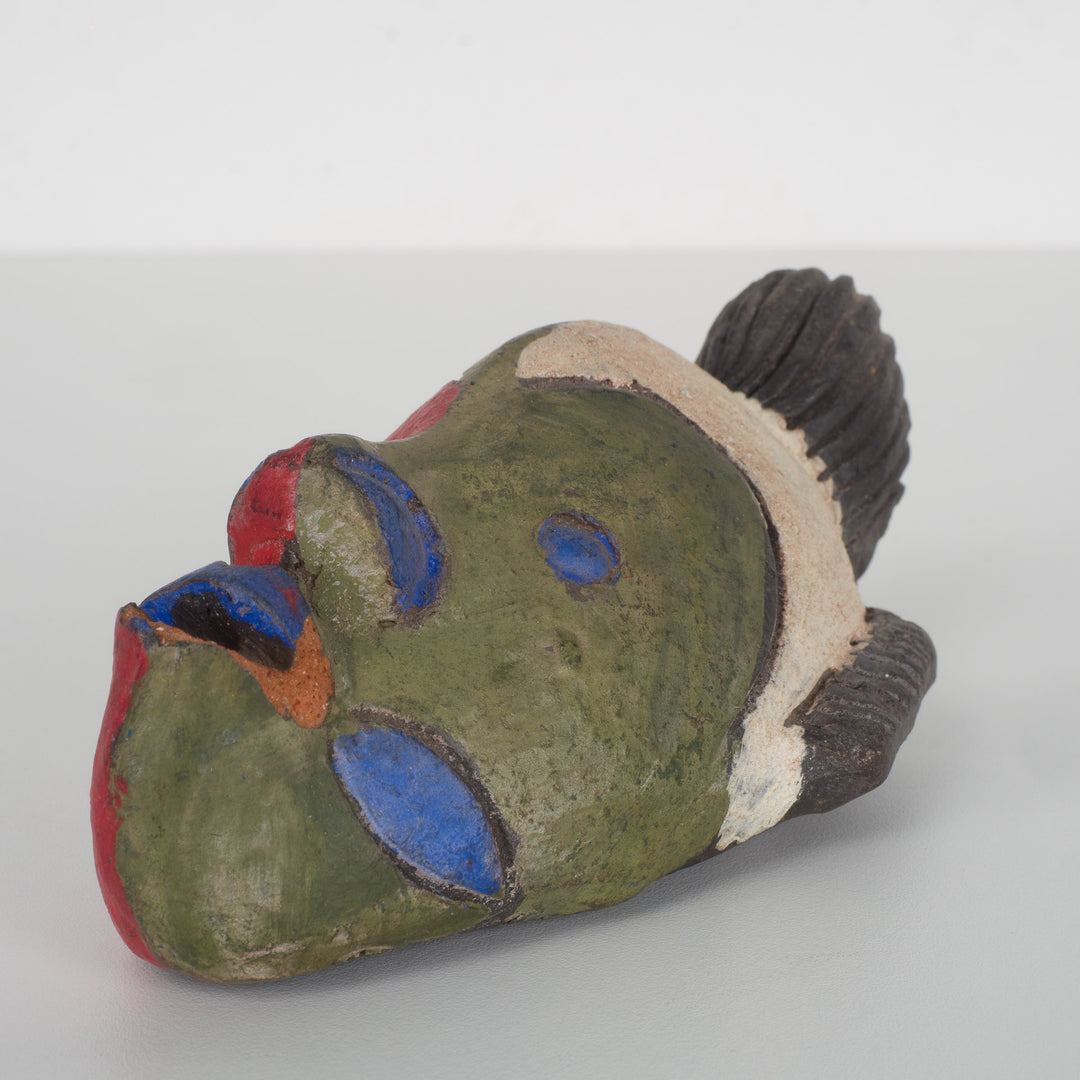 Small African decorative mask – green, red and purple