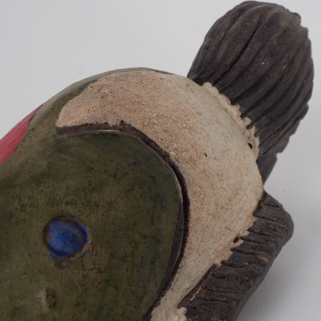 Small African decorative mask – green, red and purple