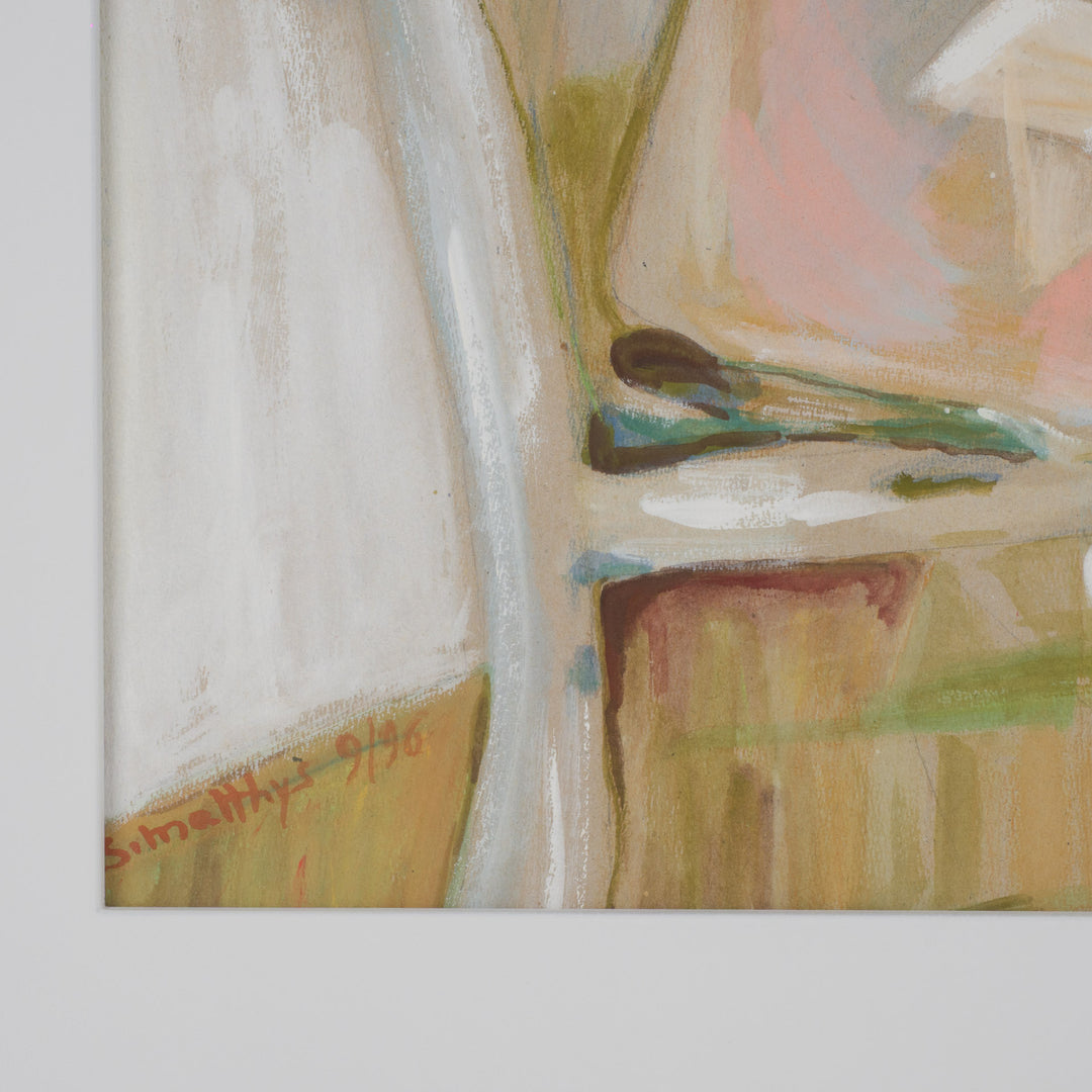 Seated Woman in Pastel Shades – S. Matthijs (1990s)