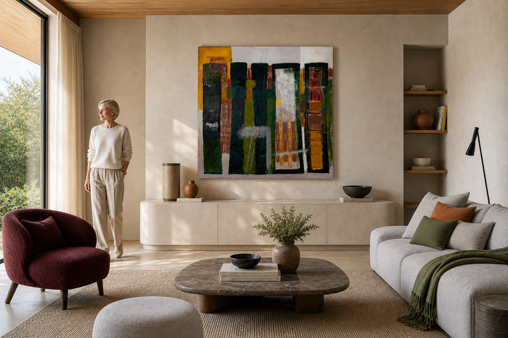 Vintage abstract schilderij – Rita Reychler (1933-2020) - 1,23m x 1,24m