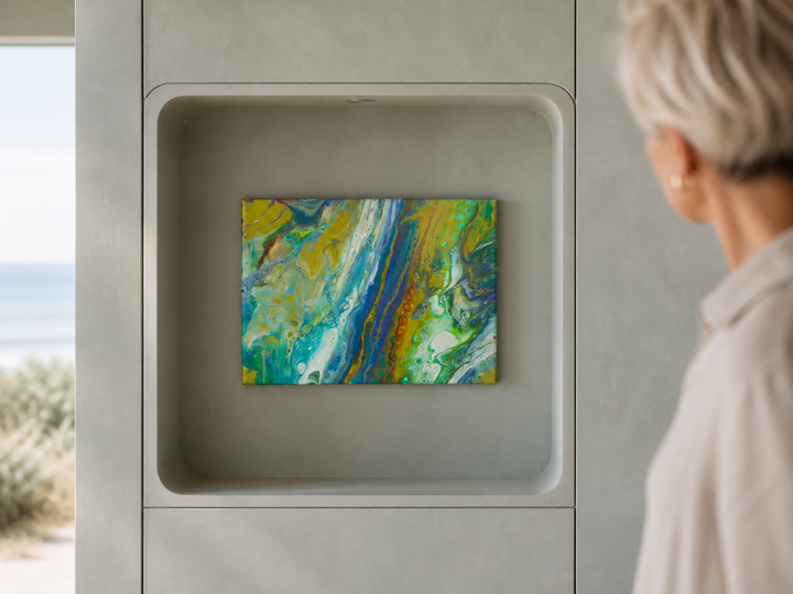 Hedendaags abstract acryl schilderij in groen (40x30 cm)
