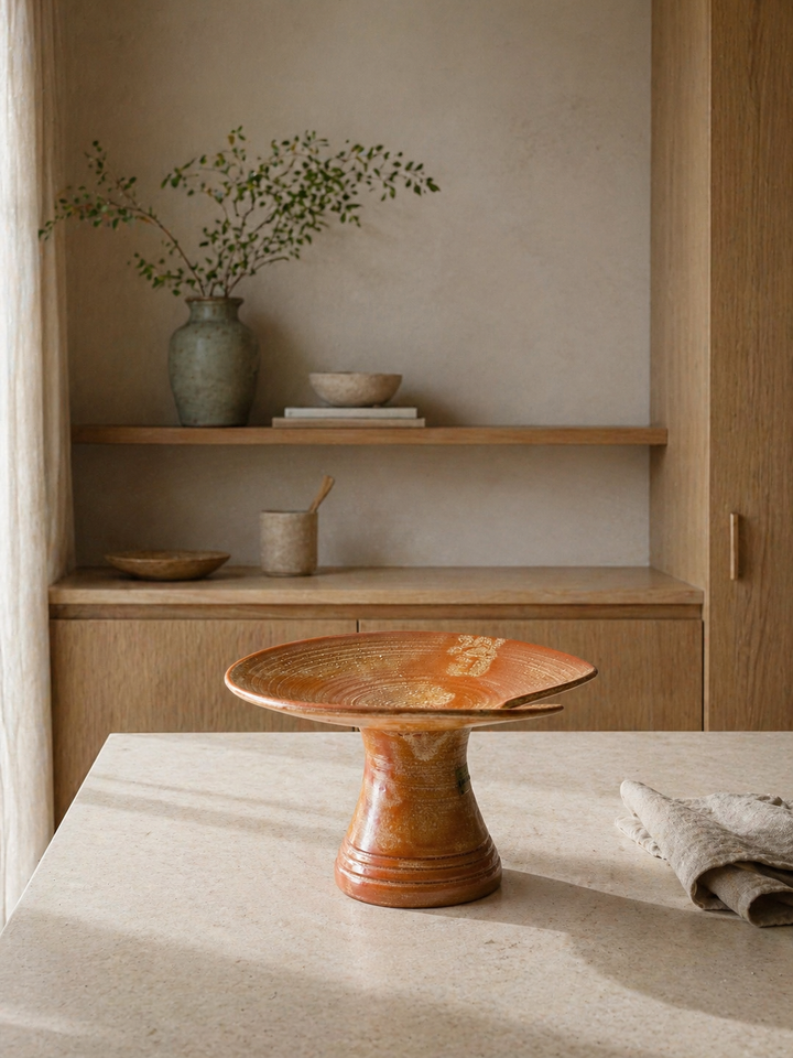 Keramische Tazza “Yves Marian” – Warm Oranje Sculptuur / 23,8 x 23,8 x 15,5 cm