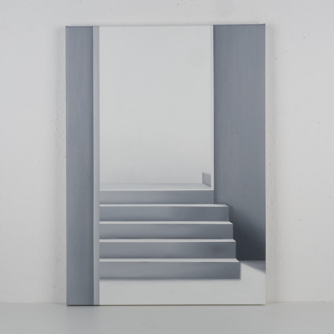 Schilderij “Stille architectuur als doorgang naar licht en ruimte” – Monique Coppieters - 70,5x50,5cm