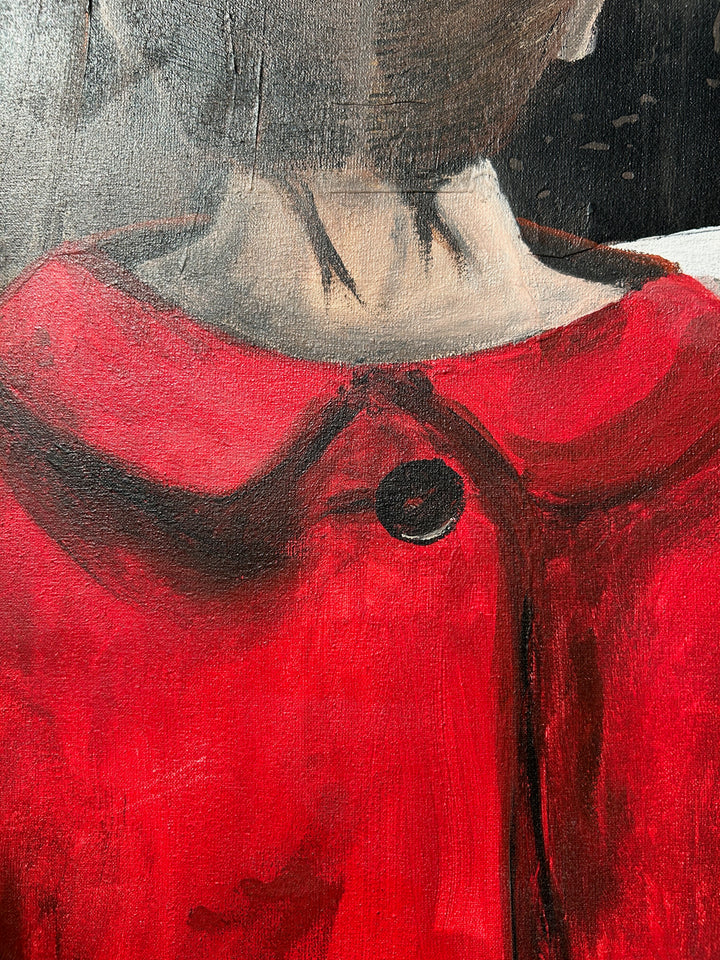 Atelier S – La Fille au Manteau Rouge | Meisje tussen de Schapen – Schilderij 60 x 80 x 4 cm