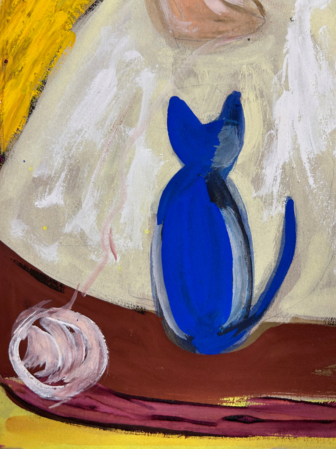 Expressief schilderij ‘Familie in Harmonie’ – S. Matthijs (1998) / 52x42x2cm