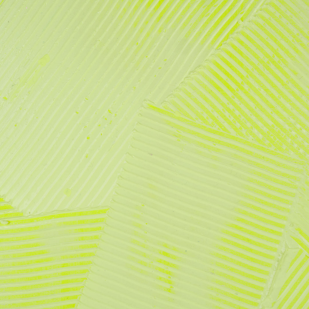 Fluorescerend Geel Reliëfschilderij van Sarah Schwazl (2008) – 80 × 81 cm