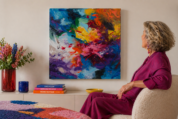 Abstract Schilderij – "Kleurenexplosie" van Nitra (70x70x4 cm)