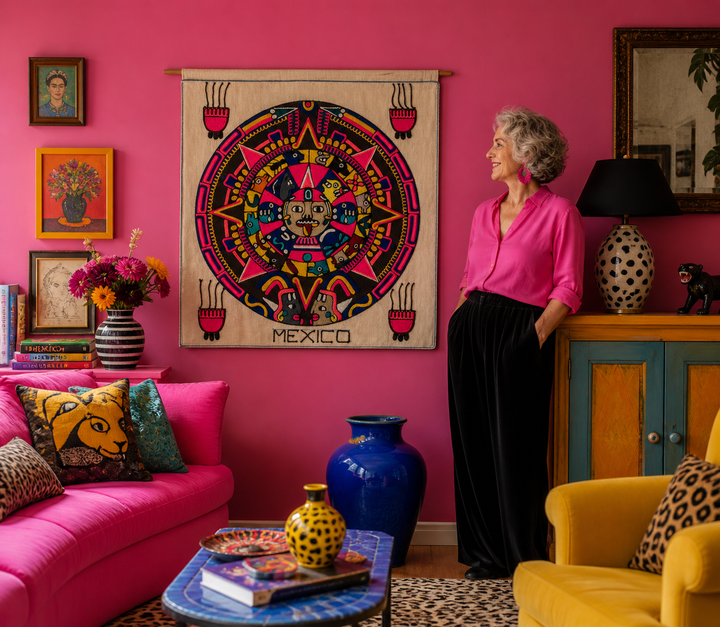 Exclusief geweven doek ‘Mexico’ – kleurrijke Mexicaanse kunst voor jouw interieur