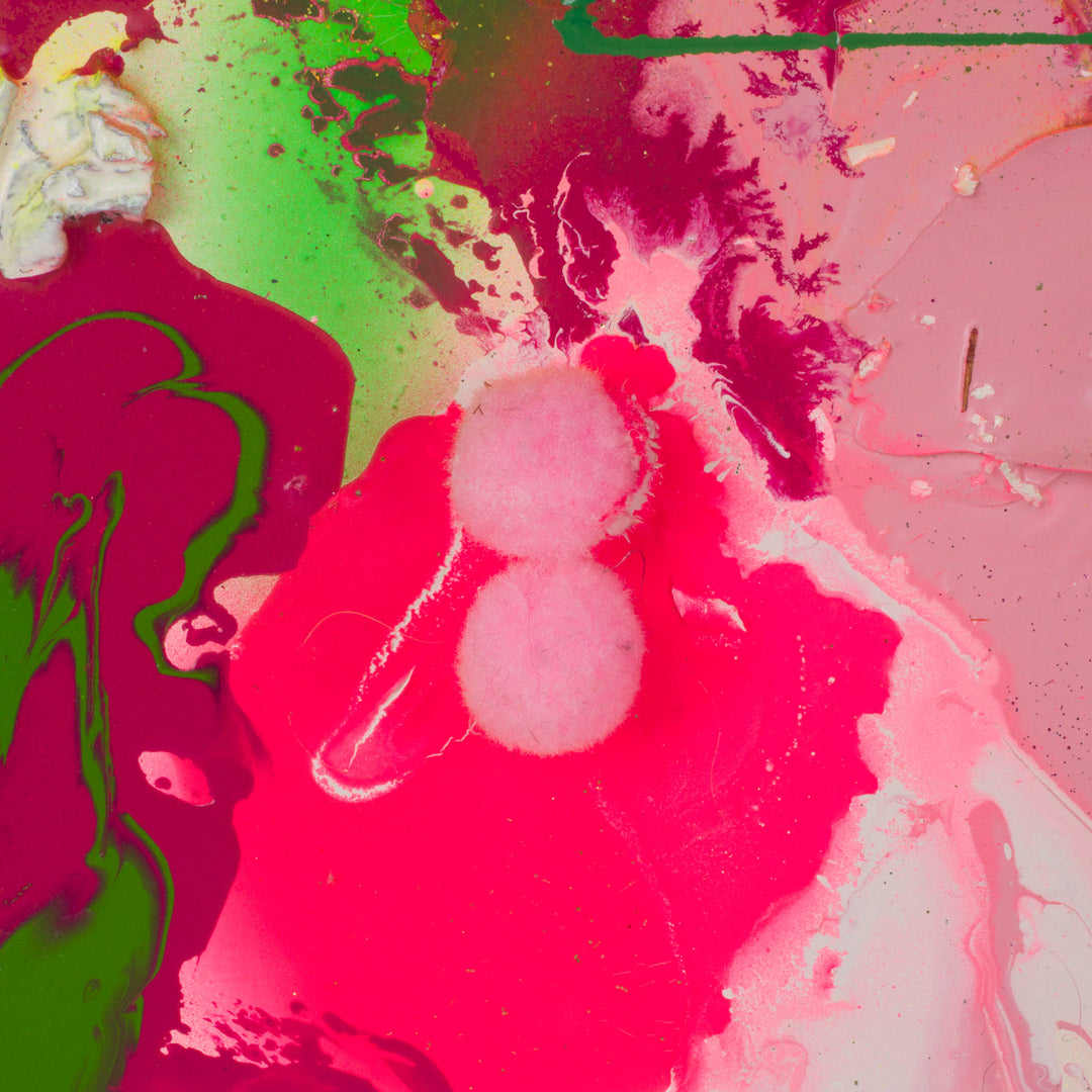 Contemporary painting abstract representation of the underwater world in fluorescent by Hilde Deceuninck.