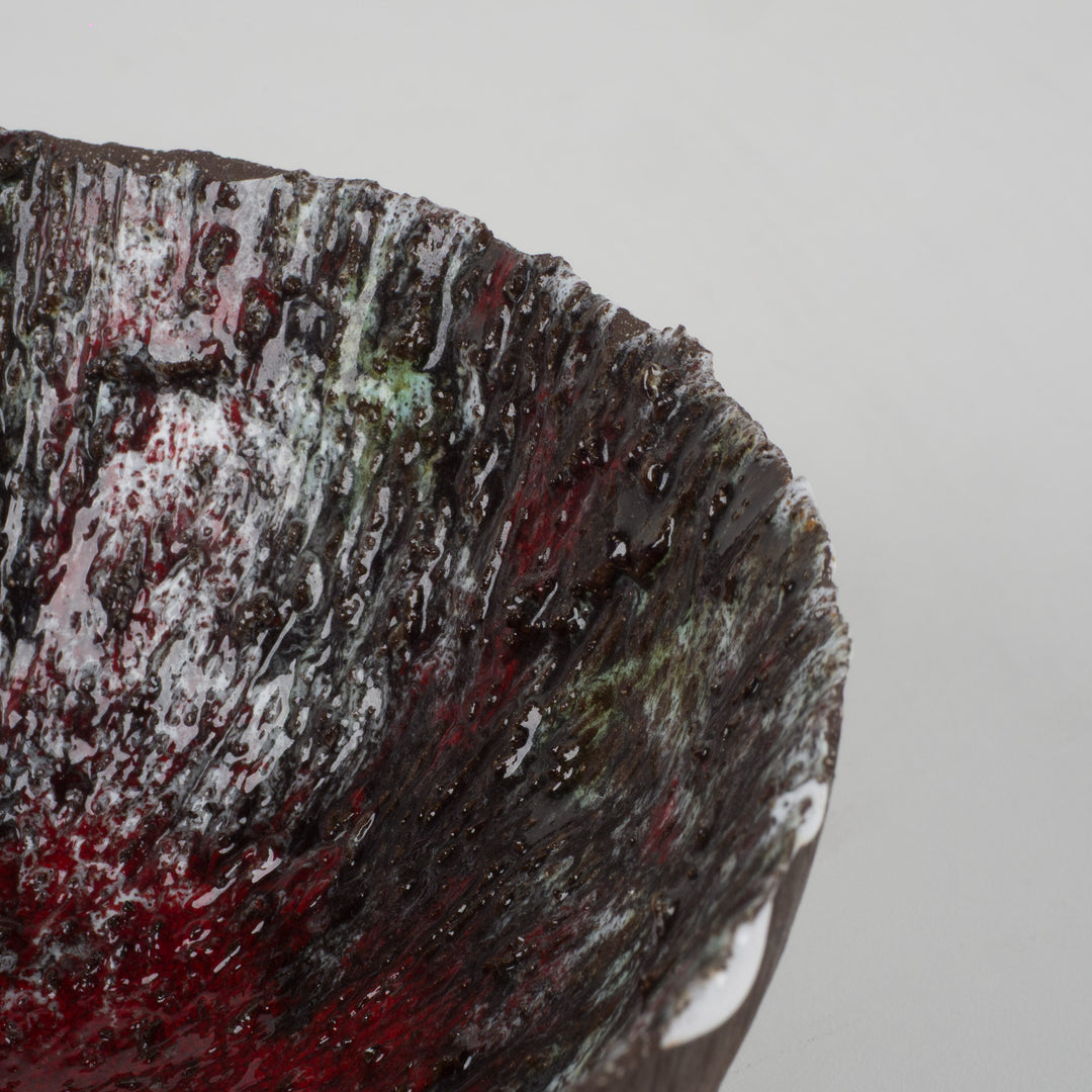 Vintage keramisch schaaltje – Fat Lava stijl – 16,5 x 16,5 x 8 cm