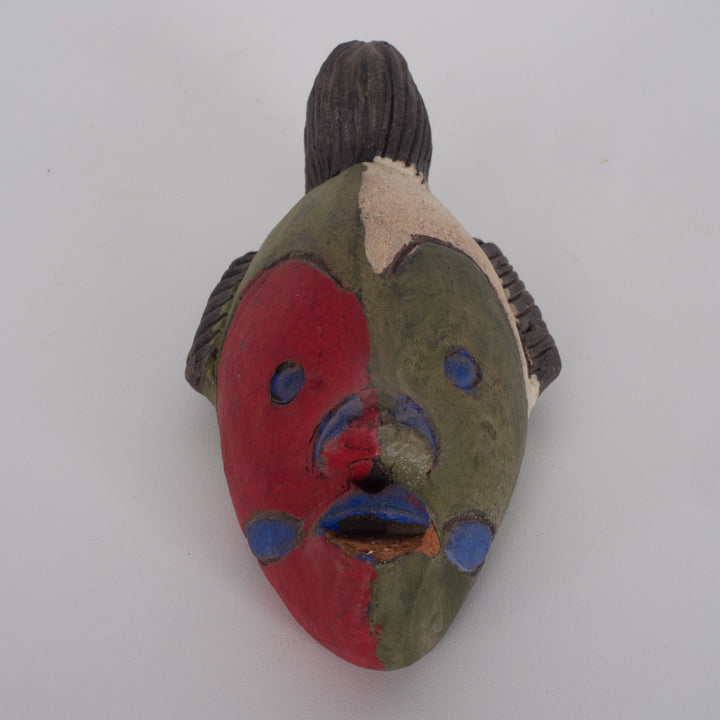 Small African decorative mask – green, red and purple