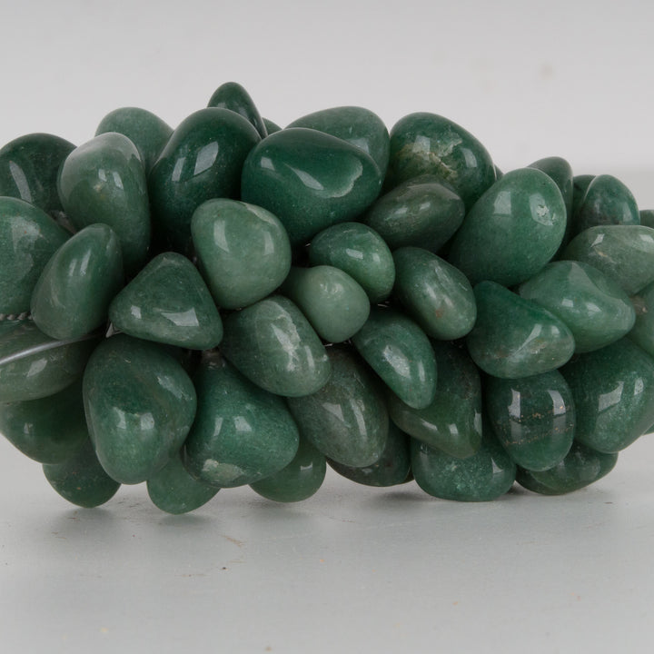 Vintage druiventros in groene steen met metalen blad – 14,5 x 14,5 x 5 cm