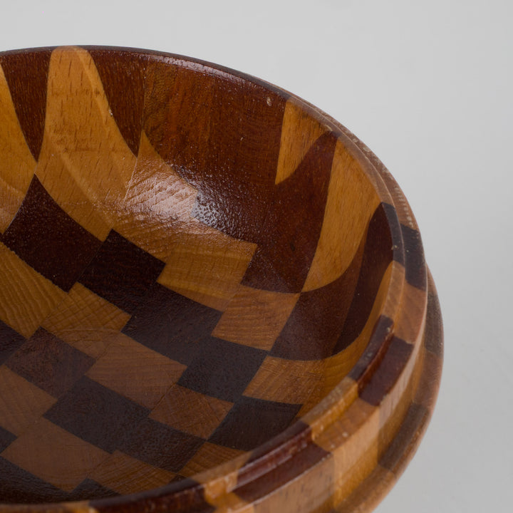 Houten dekselpotje in marquetterie – 13x13x7 cm