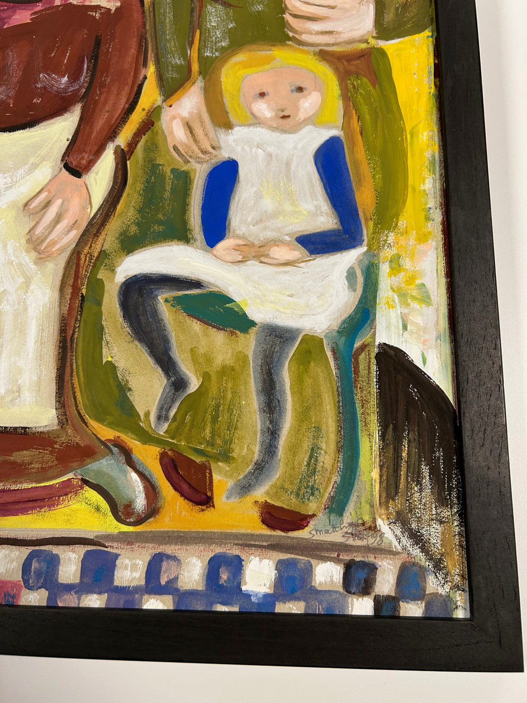 Expressief schilderij ‘Familie in Harmonie’ – S. Matthijs (1998) / 52x42x2cm