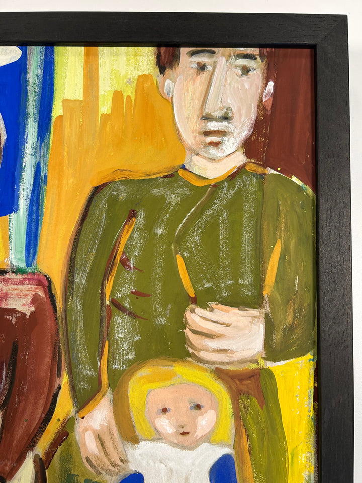 Expressief schilderij ‘Familie in Harmonie’ – S. Matthijs (1998) / 52x42x2cm