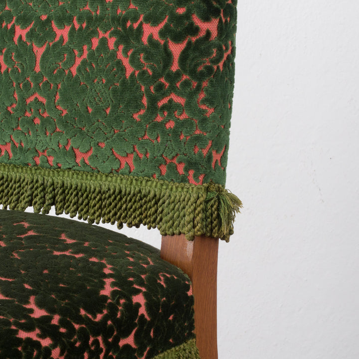 Chair in jacquard in pink and green