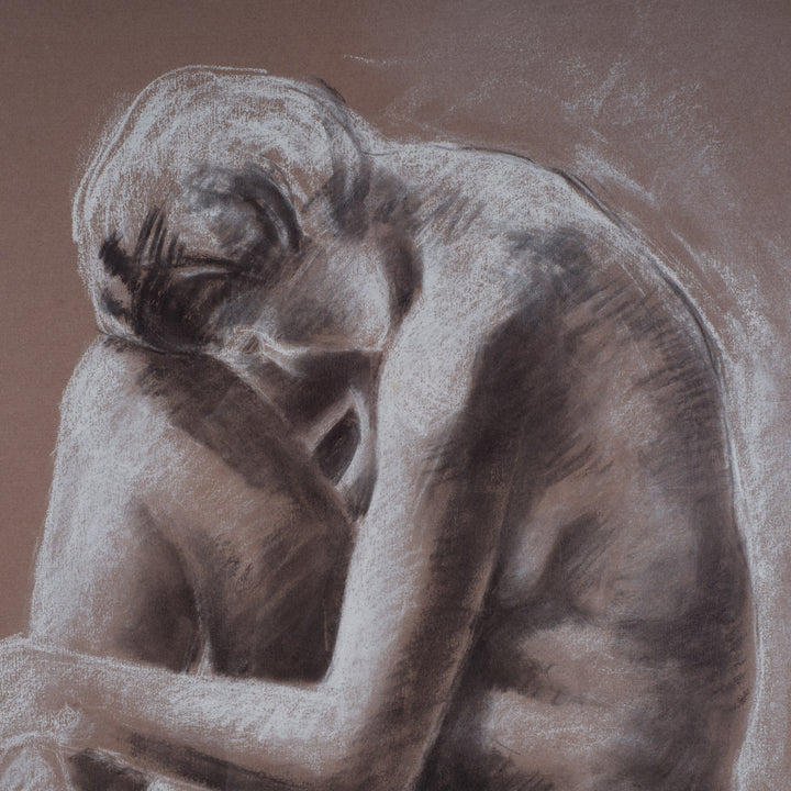 Chalk drawing of a nude model