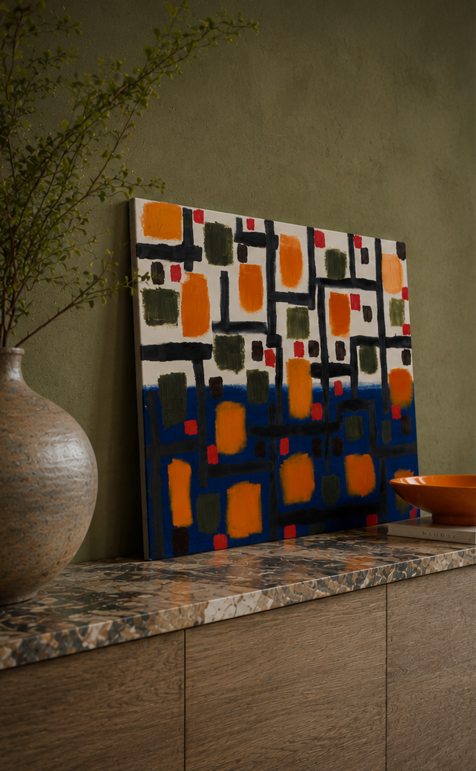 Hedendaags abstract kleurrijk schilderij – 50 x 70 x 1,5 cm