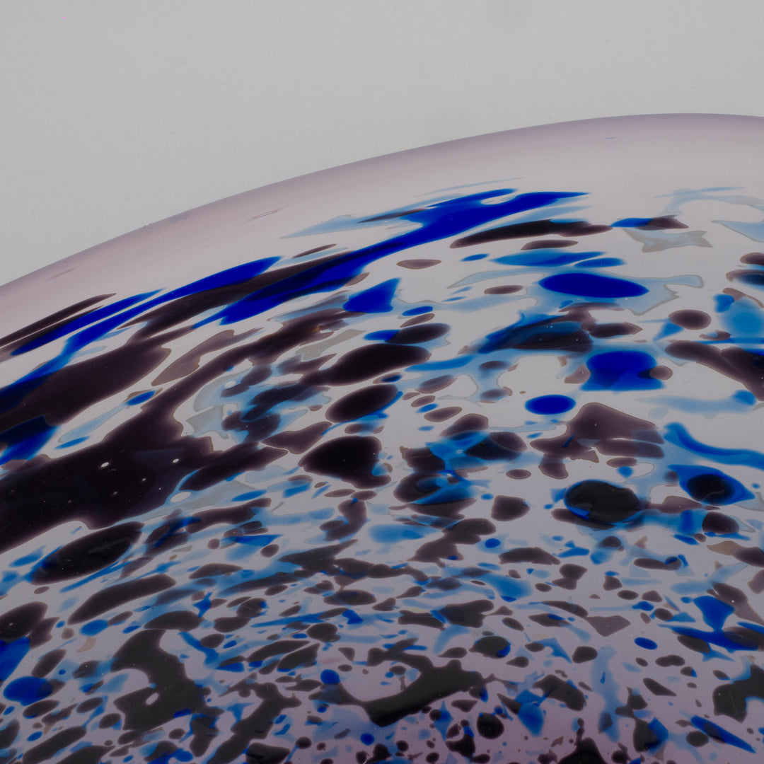Mouth-blown Artistic Glass Bowl in Purple and Blue Shades (33.5×24×5 cm)