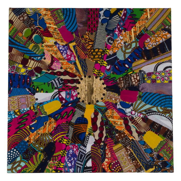 Collage artwork for the wall in fabric 'New York' by Dupré