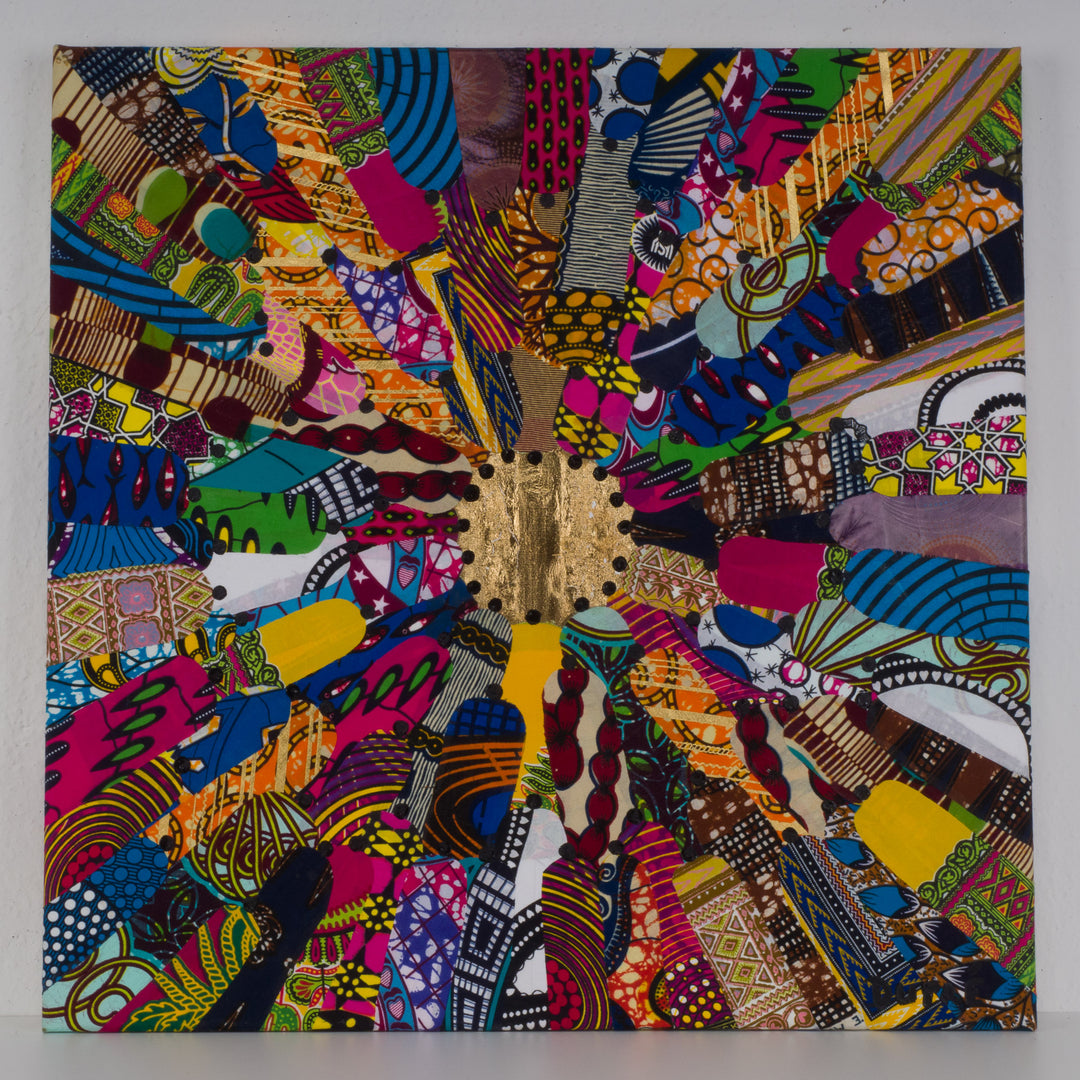 Collage artwork for the wall in fabric 'New York' by Dupré