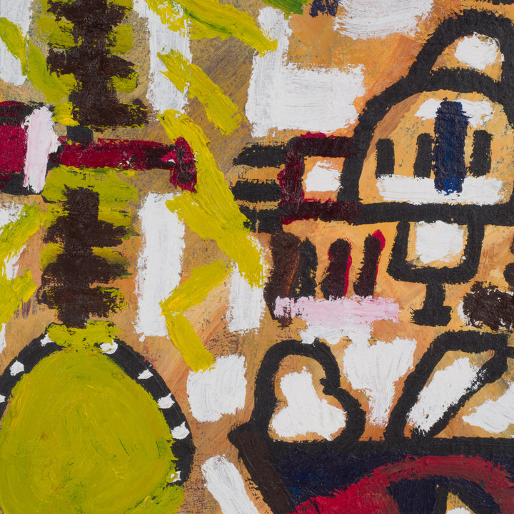 Abstract figuratief schilderij – sociaal atelier – 60 x 50 x 2 cm