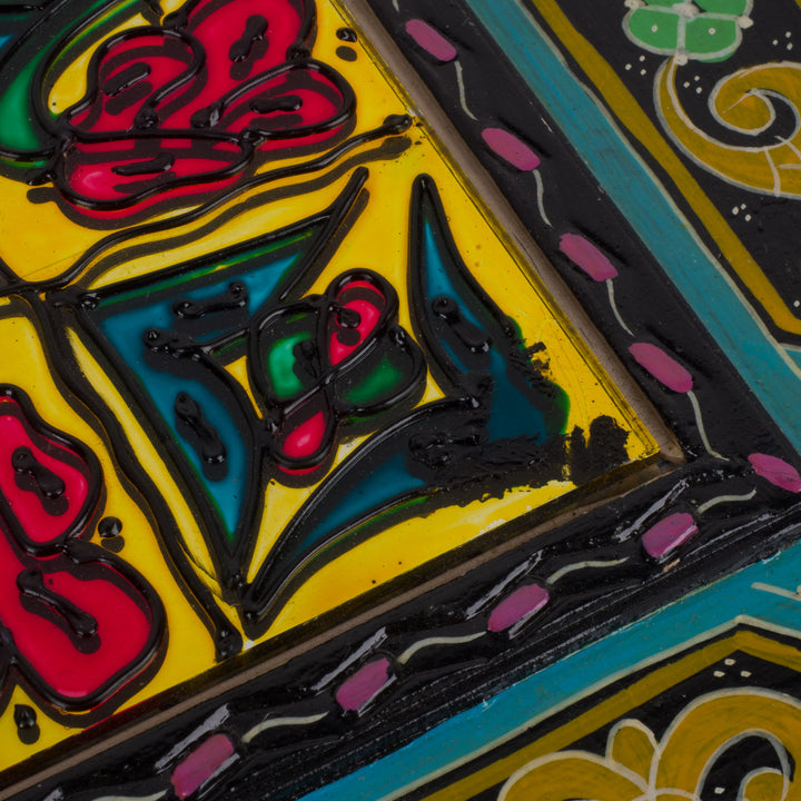 Colorful square Arabic mirror – painted and decorated