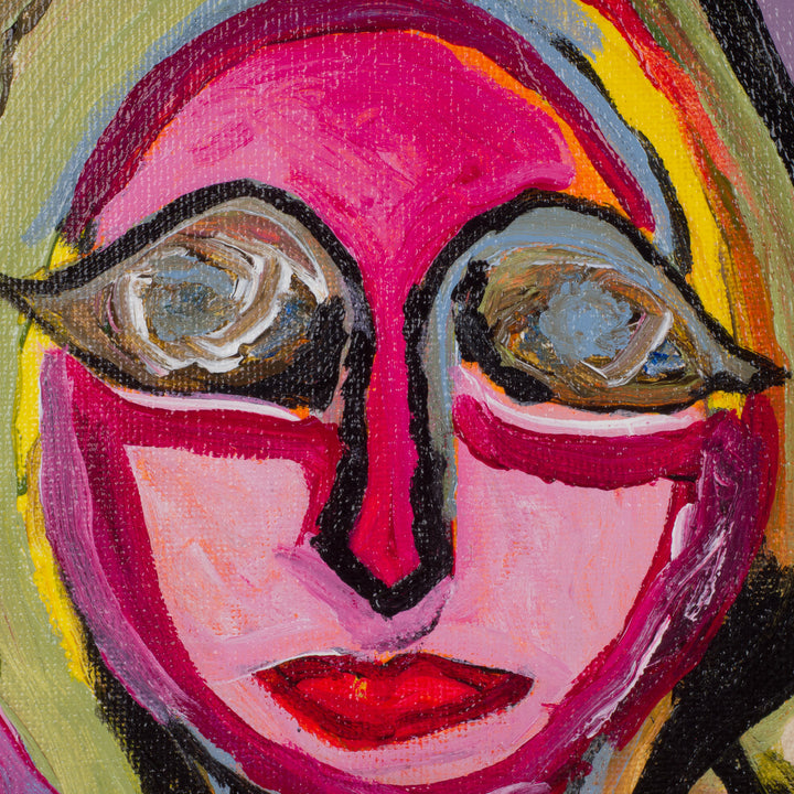 Expressieve Vrouw – Hedendaags Schilderij van JP Terryn (20,5 x 20,5 cm)