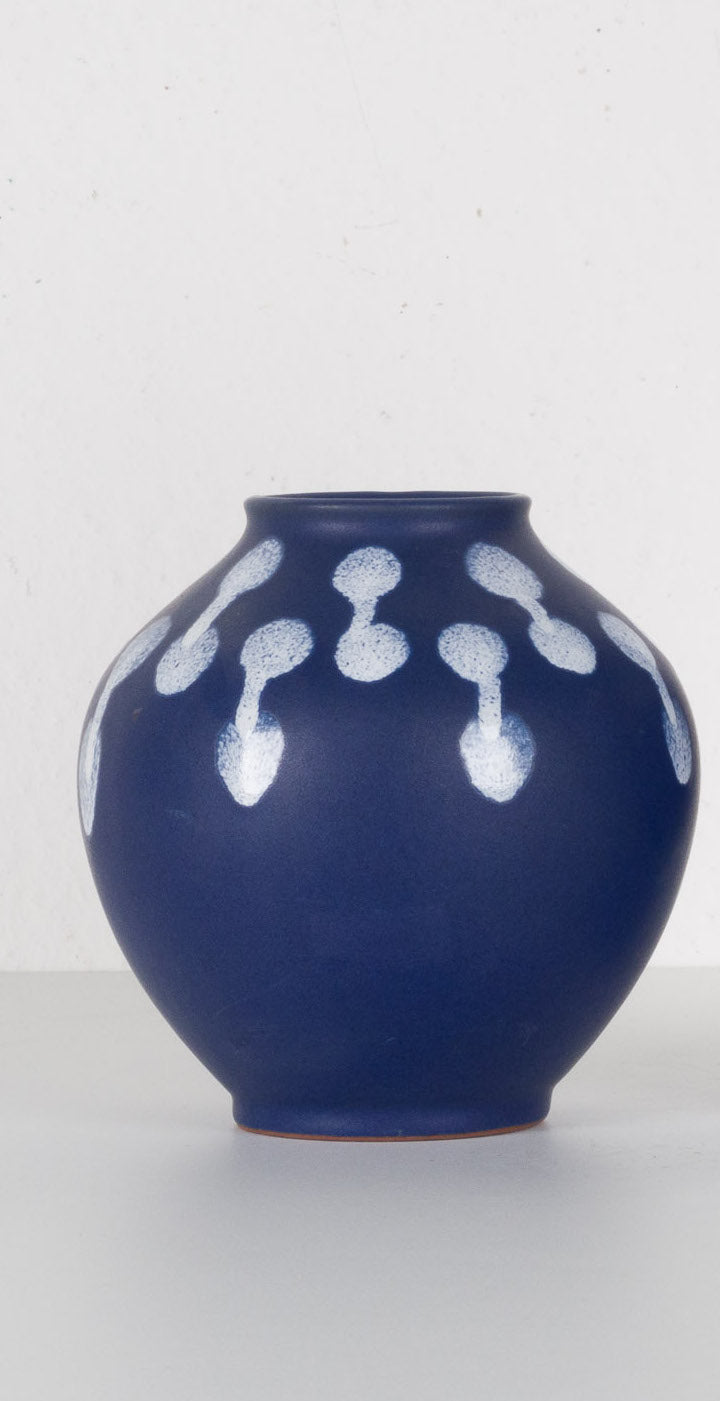 Beautiful spherical vintage vase in blue from W-Germany