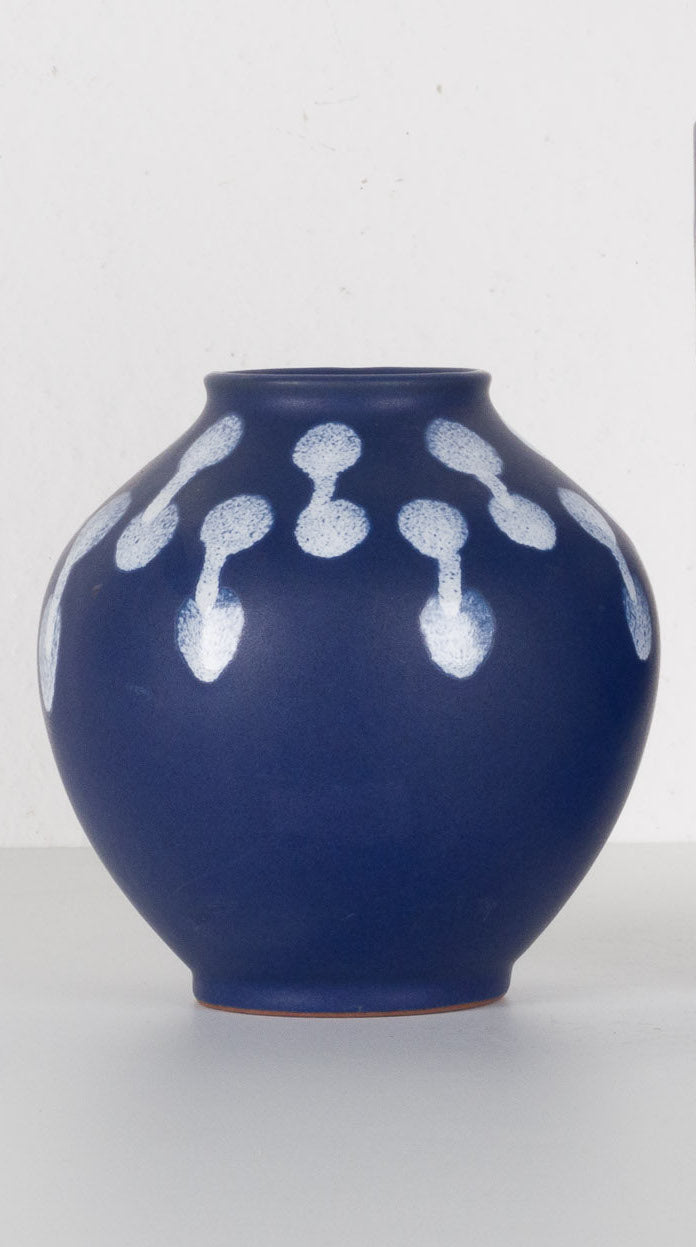 Beautiful spherical vintage vase in blue from W-Germany