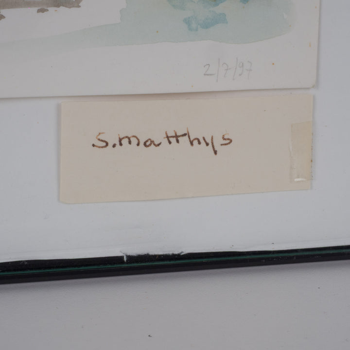 Aquarellen van S. Matthys (1997) in één kader – 50 x 40 x 2 cm