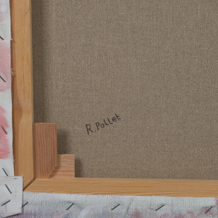 Painting by Rita Pollet – man looking through the window in soft pastel shades