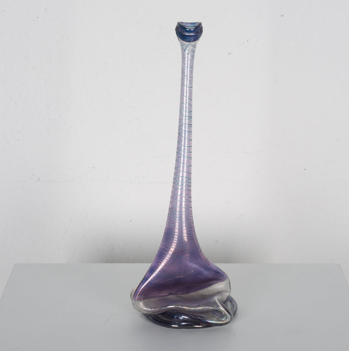 Heiner Düsterhaus – Gesigneerde Studioglas Vaas (12 x 12 x 31,5 cm)