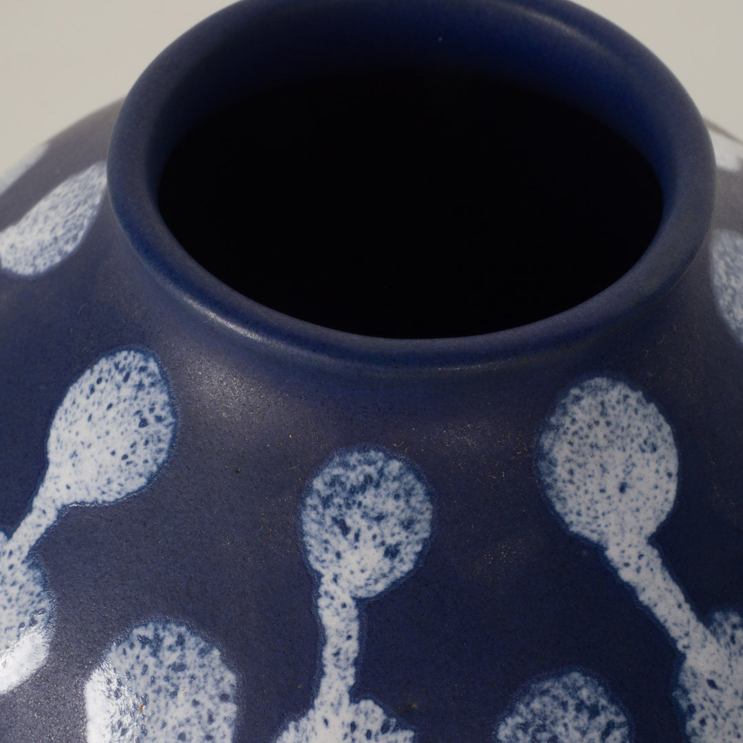 Beautiful spherical vintage vase in blue from W-Germany