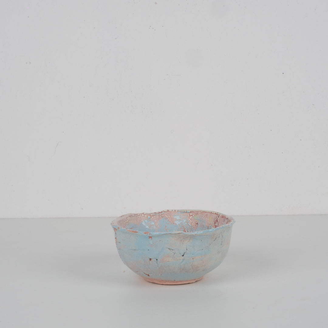 Handgemaakt keramisch potje blauw – uniek decoratief schaaltje in keramiek /13,3 x 13 x 6,5 cm