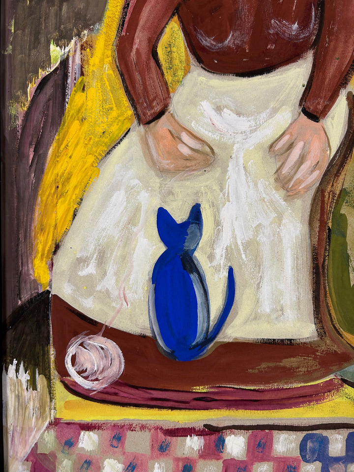 Expressief schilderij ‘Familie in Harmonie’ – S. Matthijs (1998) / 52x42x2cm