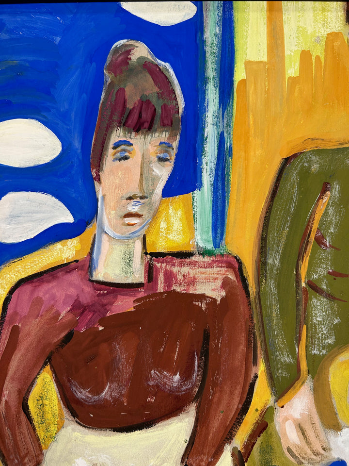 Expressief schilderij ‘Familie in Harmonie’ – S. Matthijs (1998) / 52x42x2cm