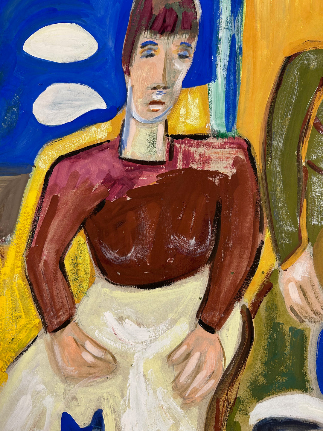 Expressief schilderij ‘Familie in Harmonie’ – S. Matthijs (1998) / 52x42x2cm