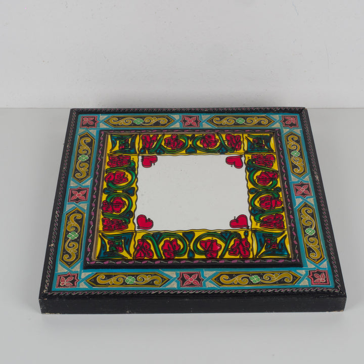 Colorful square Arabic mirror – painted and decorated